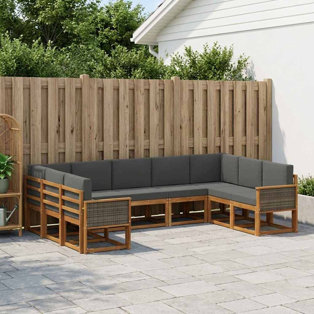 Buiten bankenset met kussen 9 pcs Natuurlijk en Antraciet is nu te koop bij PeponiXL, paradijselijk wonen!