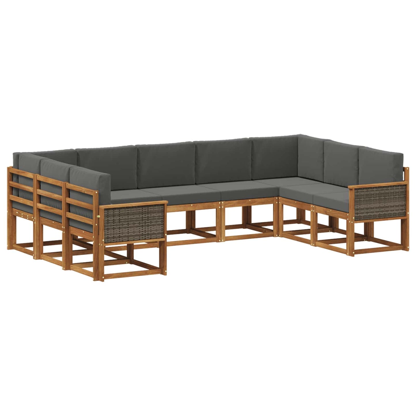 Buiten bankenset met kussen 9 pcs Natuurlijk en Antraciet is nu te koop bij PeponiXL, paradijselijk wonen!