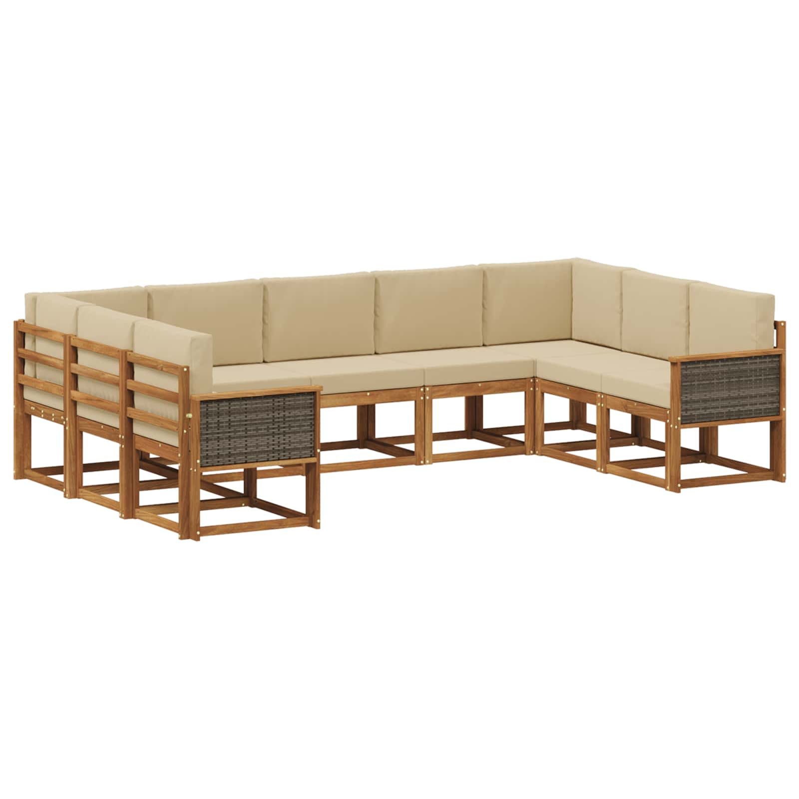 Buiten bankenset 9 pcs Natuurlijk en Beige Massief Acaciahout is nu te koop bij PeponiXL, paradijselijk wonen!