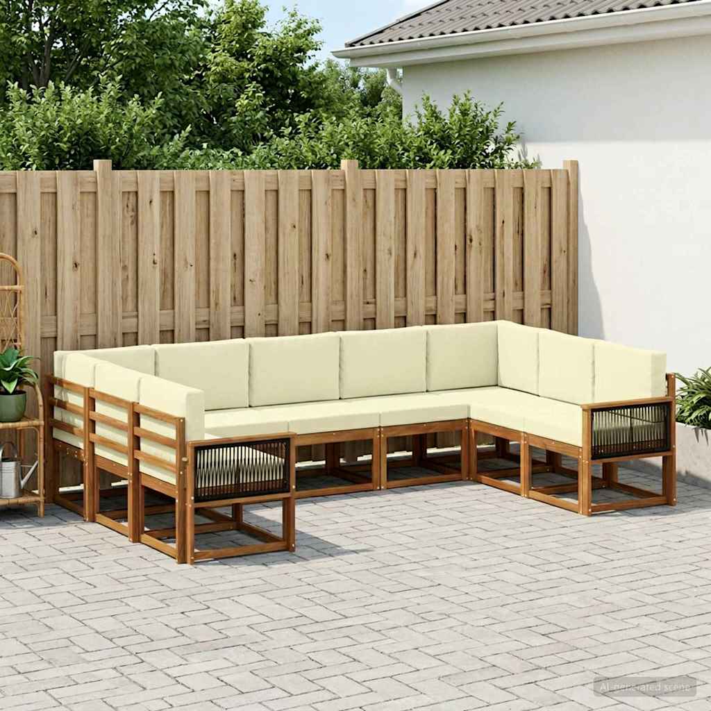 Buiten bankenset 9 pcs Natuurlijk en Crème Massief Acaciahout is nu te koop bij PeponiXL, paradijselijk wonen!