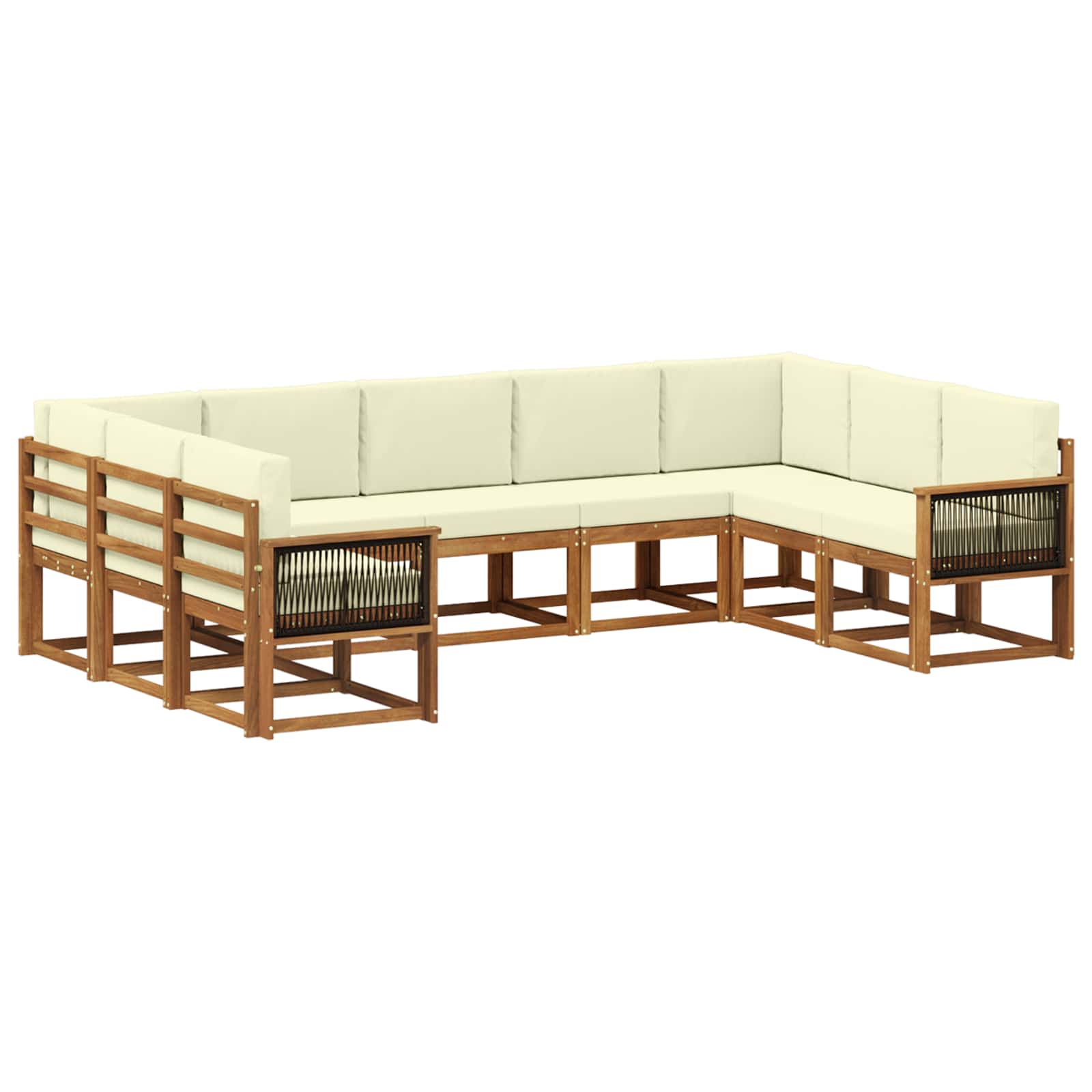 Buiten bankenset 9 pcs Natuurlijk en Crème Massief Acaciahout is nu te koop bij PeponiXL, paradijselijk wonen!
