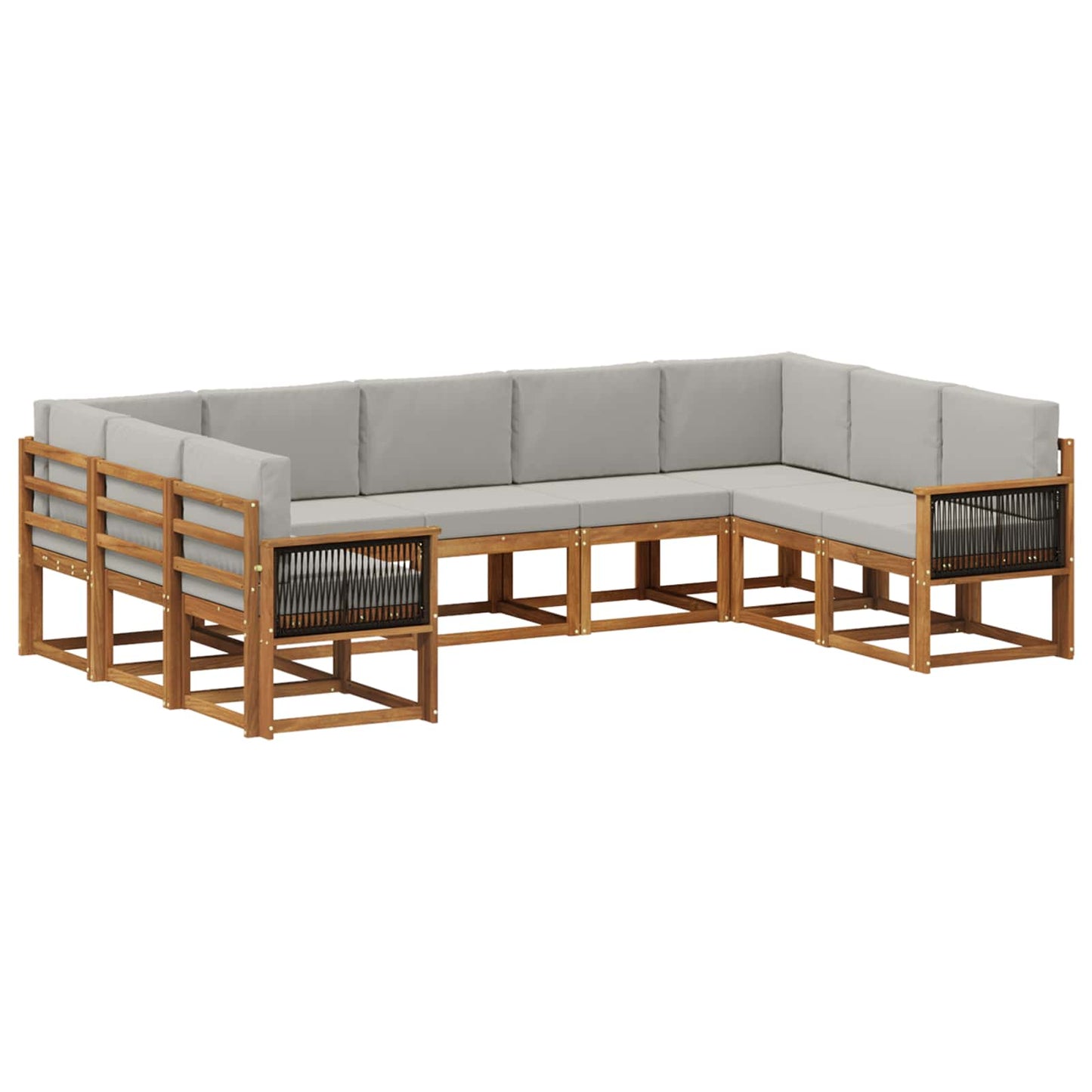 Buiten bankenset 9 pcs Naturel en lichtgrijs Massief Acaciahout is nu te koop bij PeponiXL, paradijselijk wonen!