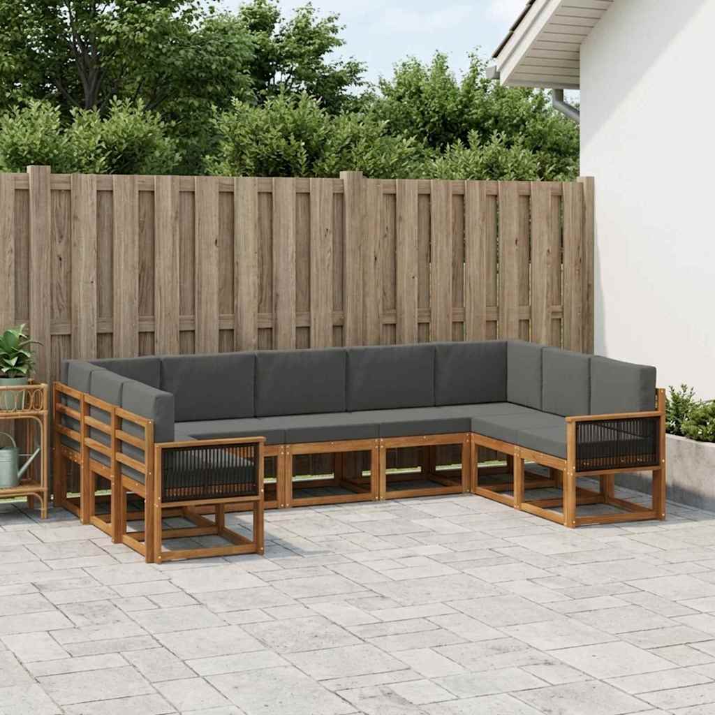 Buiten bankenset met kussen 9 pcs Natuurlijk en Antraciet is nu te koop bij PeponiXL, paradijselijk wonen!