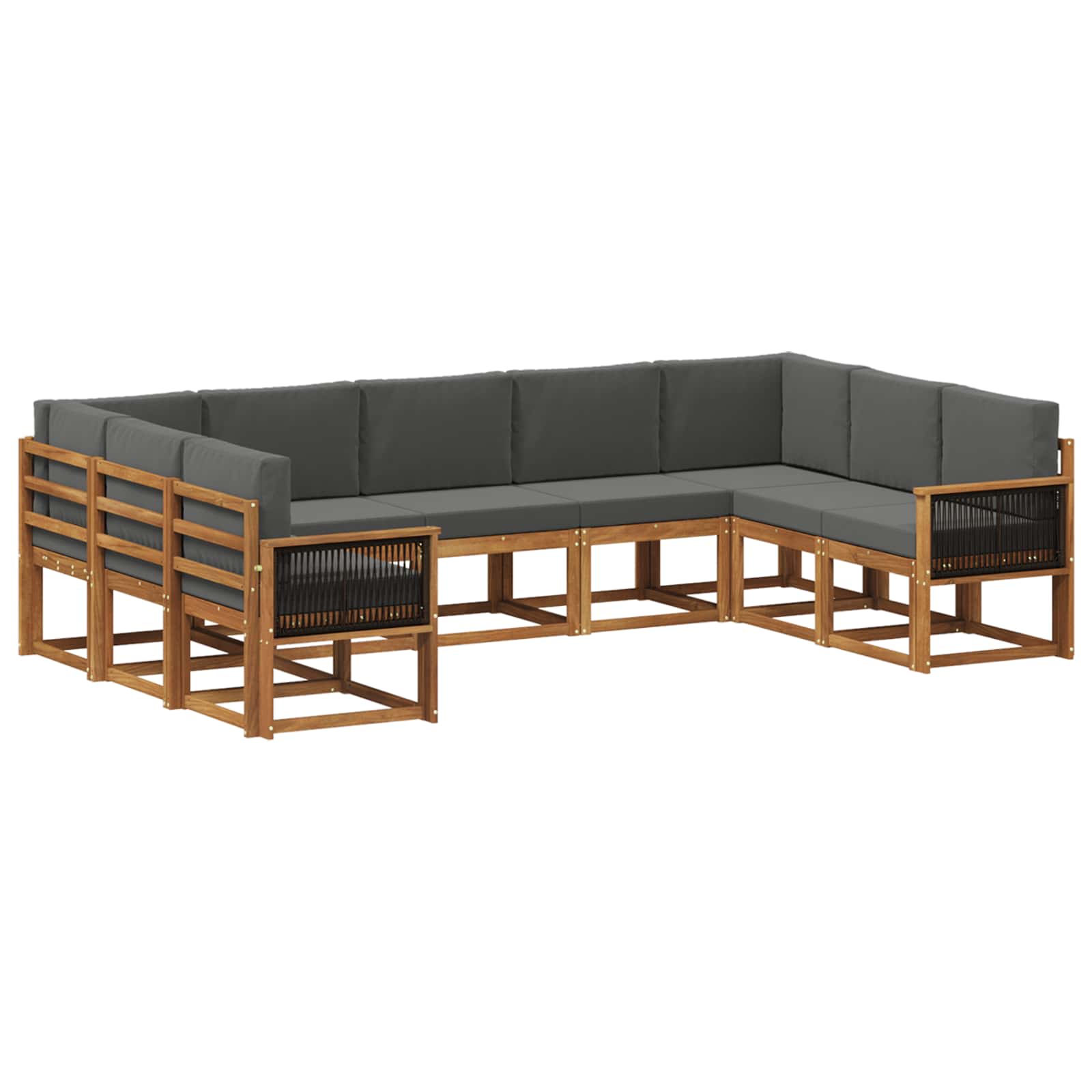 Buiten bankenset met kussen 9 pcs Natuurlijk en Antraciet is nu te koop bij PeponiXL, paradijselijk wonen!