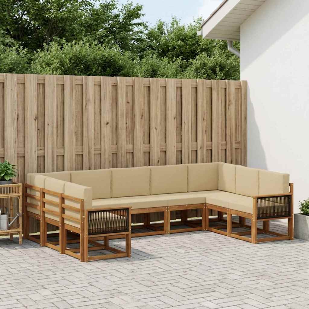 Buiten bankenset 9 pcs Natuurlijk en Beige Massief Acaciahout is nu te koop bij PeponiXL, paradijselijk wonen!