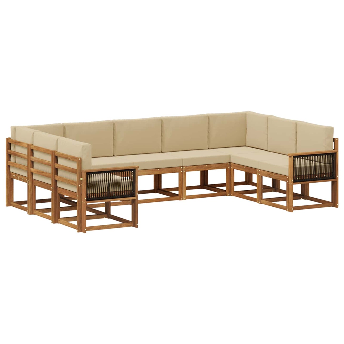Buiten bankenset 9 pcs Natuurlijk en Beige Massief Acaciahout is nu te koop bij PeponiXL, paradijselijk wonen!