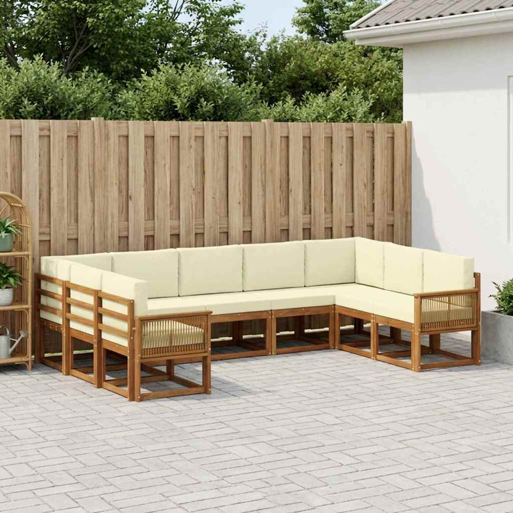 Buiten bankenset 9 pcs Natuurlijk en Crème Massief Acaciahout is nu te koop bij PeponiXL, paradijselijk wonen!