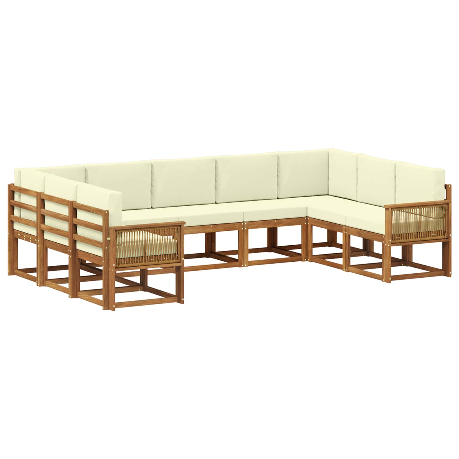 Buiten bankenset 9 pcs Natuurlijk en Crème Massief Acaciahout is nu te koop bij PeponiXL, paradijselijk wonen!