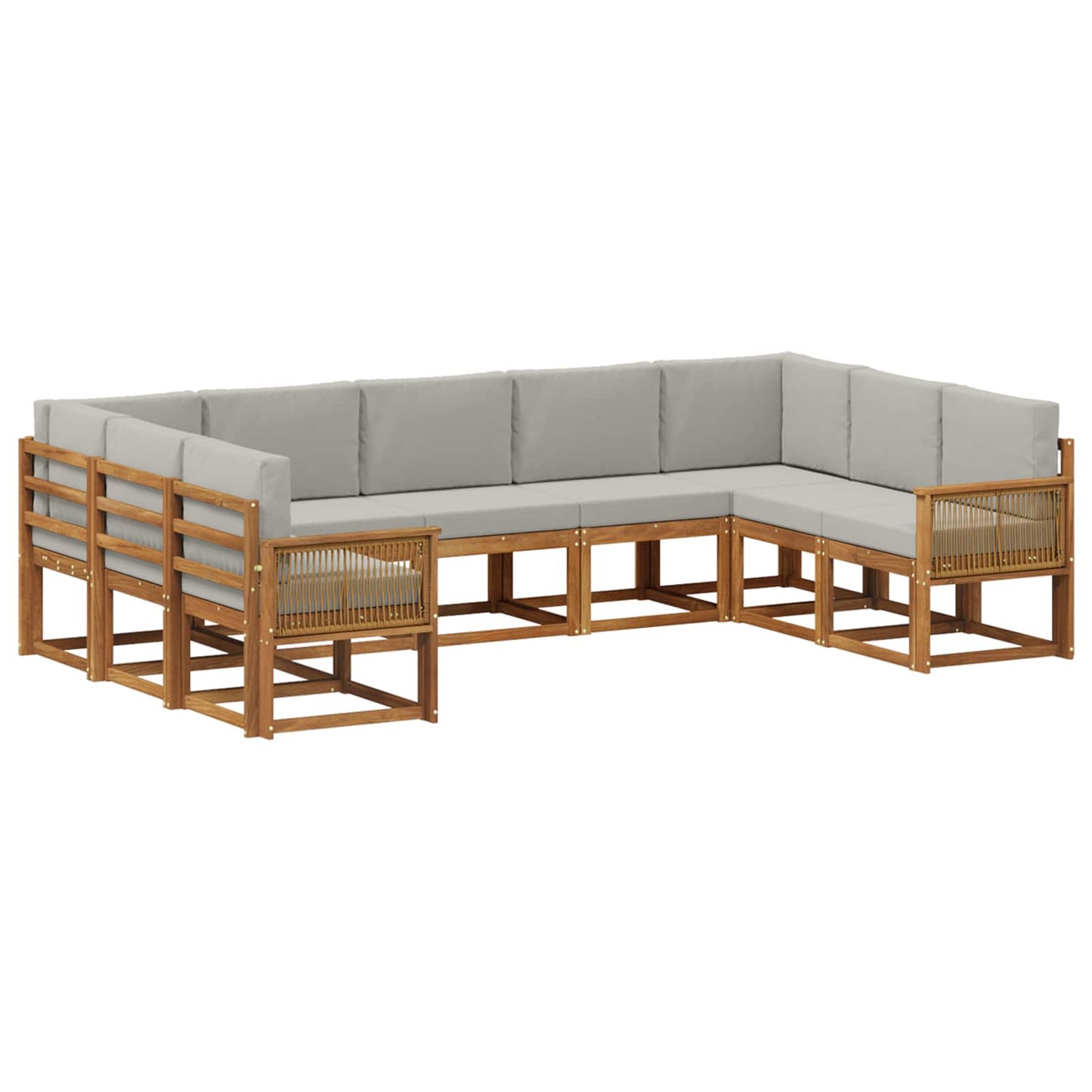 Buiten bankenset 9 pcs Naturel en lichtgrijs Massief Acaciahout is nu te koop bij PeponiXL, paradijselijk wonen!