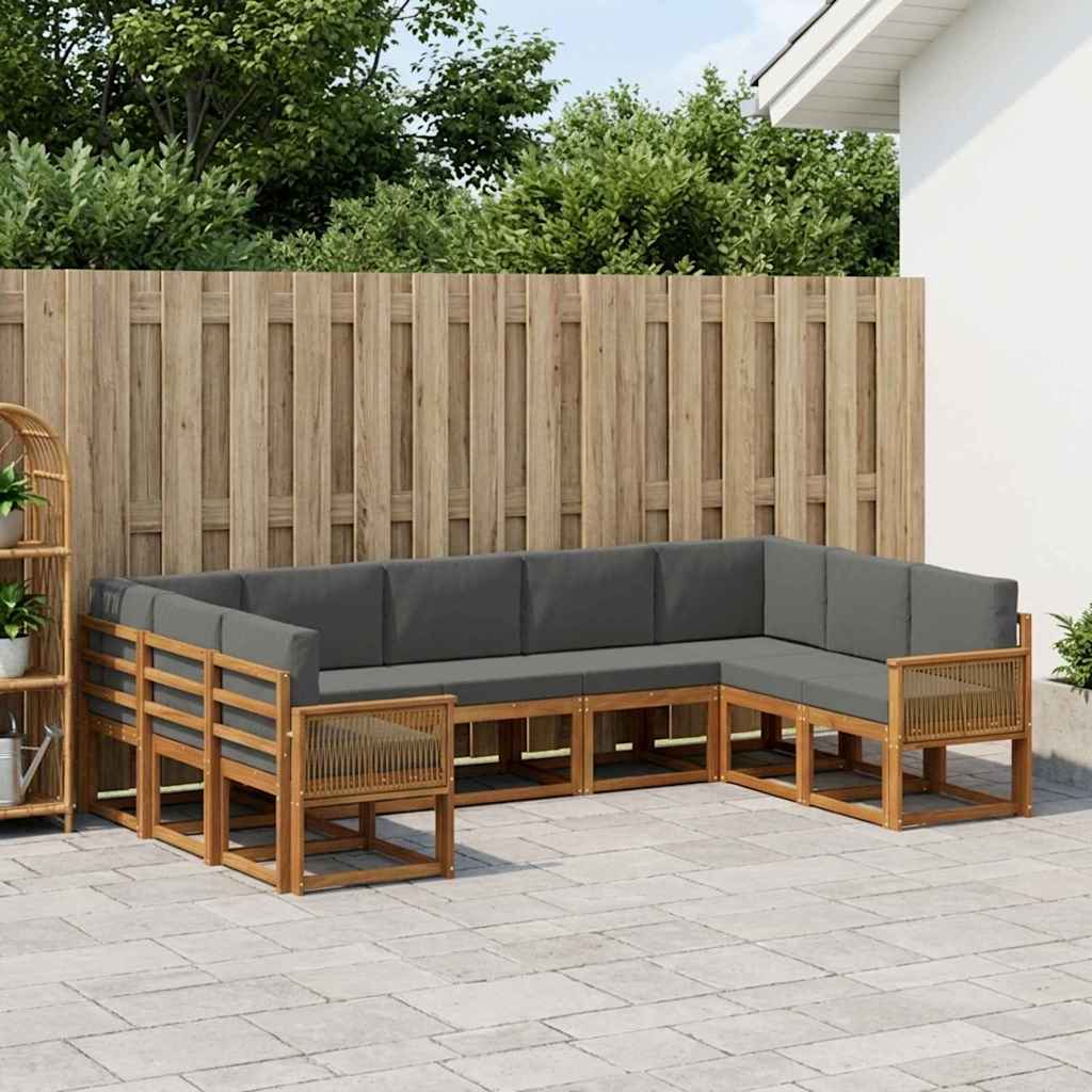 Buiten bankenset met kussen 9 pcs Natuurlijk en Antraciet is nu te koop bij PeponiXL, paradijselijk wonen!