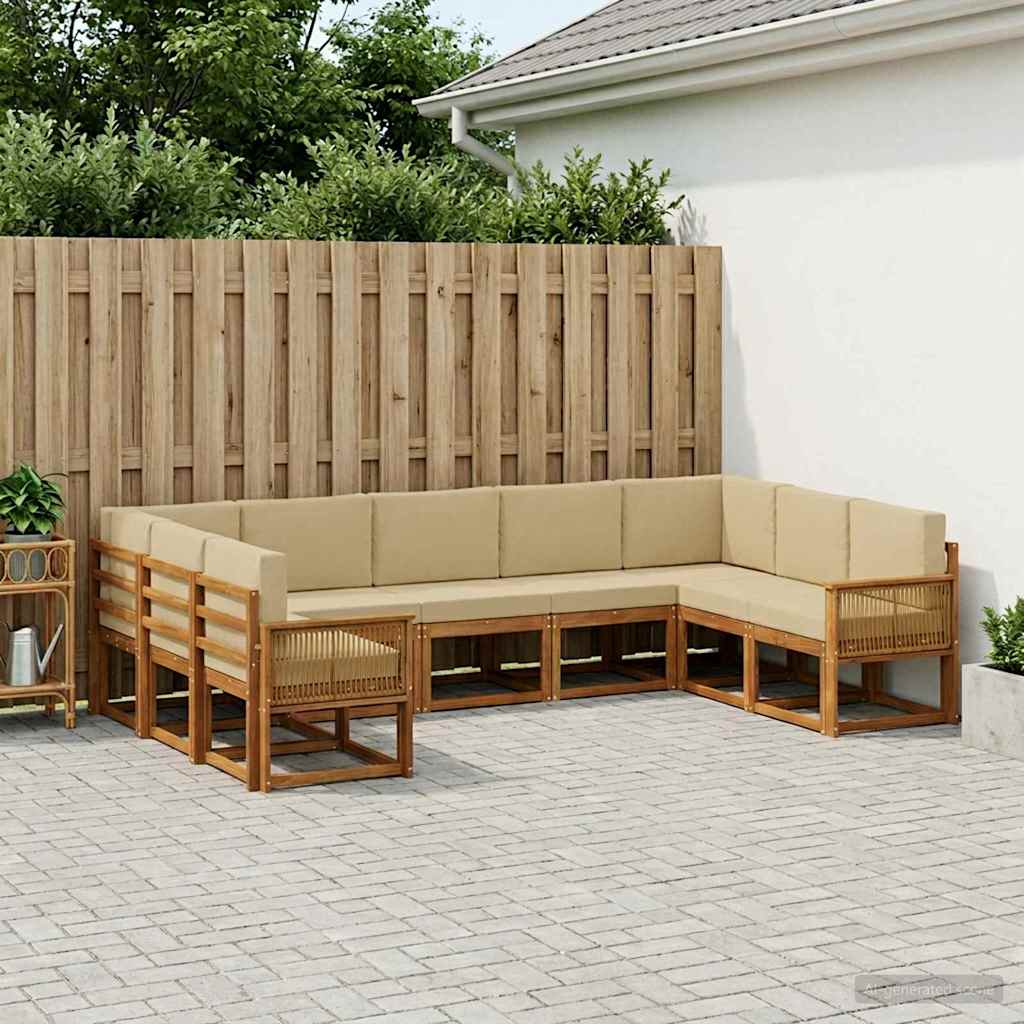 Buiten bankenset 9 pcs Natuurlijk en Beige Massief Acaciahout is nu te koop bij PeponiXL, paradijselijk wonen!