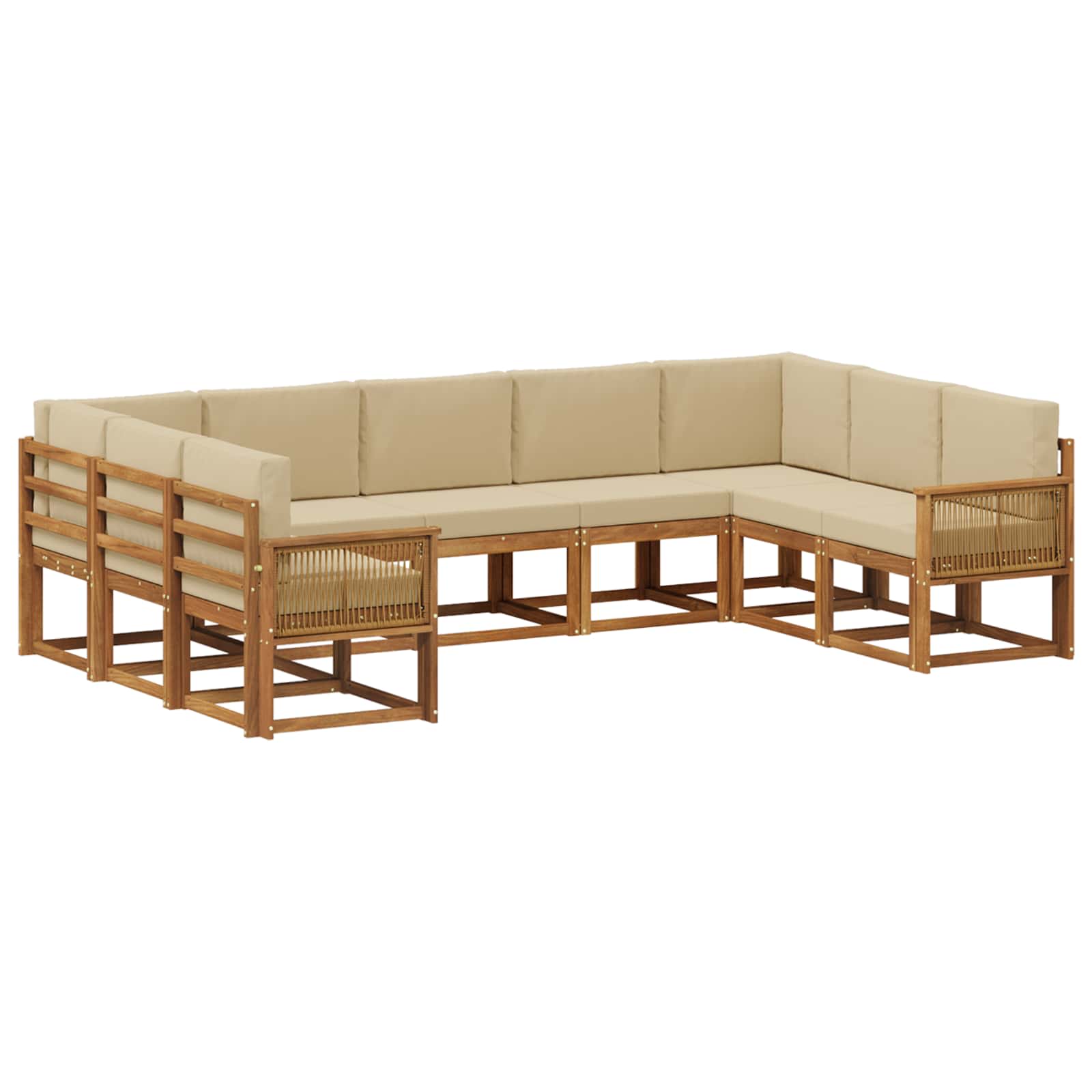 Buiten bankenset 9 pcs Natuurlijk en Beige Massief Acaciahout is nu te koop bij PeponiXL, paradijselijk wonen!