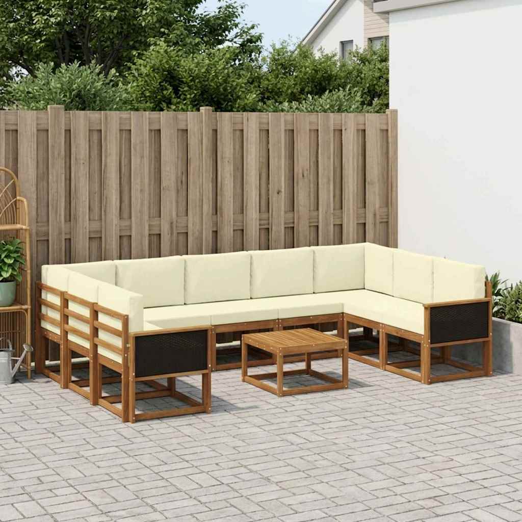 Buiten bankenset 10 pcs Natuurlijk en Crème Massief Acaciahout is nu te koop bij PeponiXL, paradijselijk wonen!
