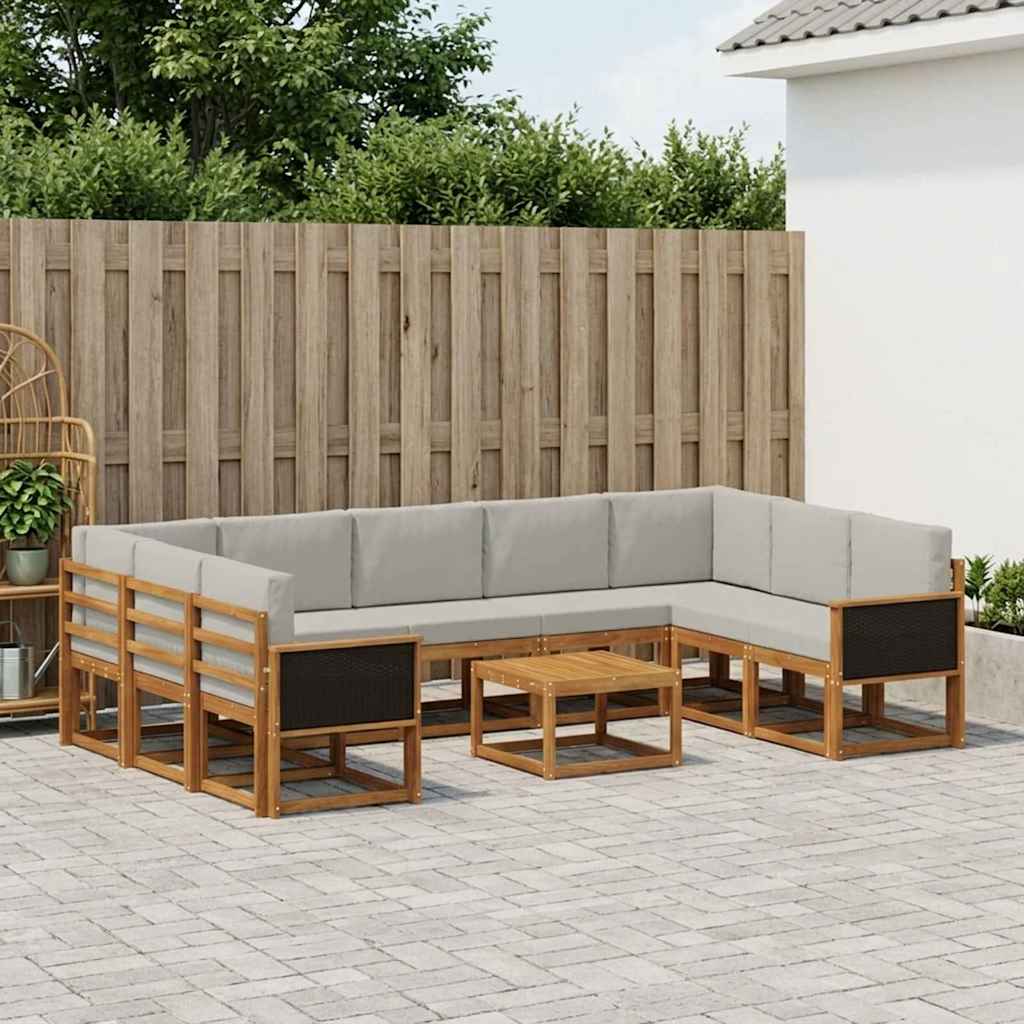 Buiten bankenset met kussen 10 pcs Naturel en lichtgrijs is nu te koop bij PeponiXL, paradijselijk wonen!