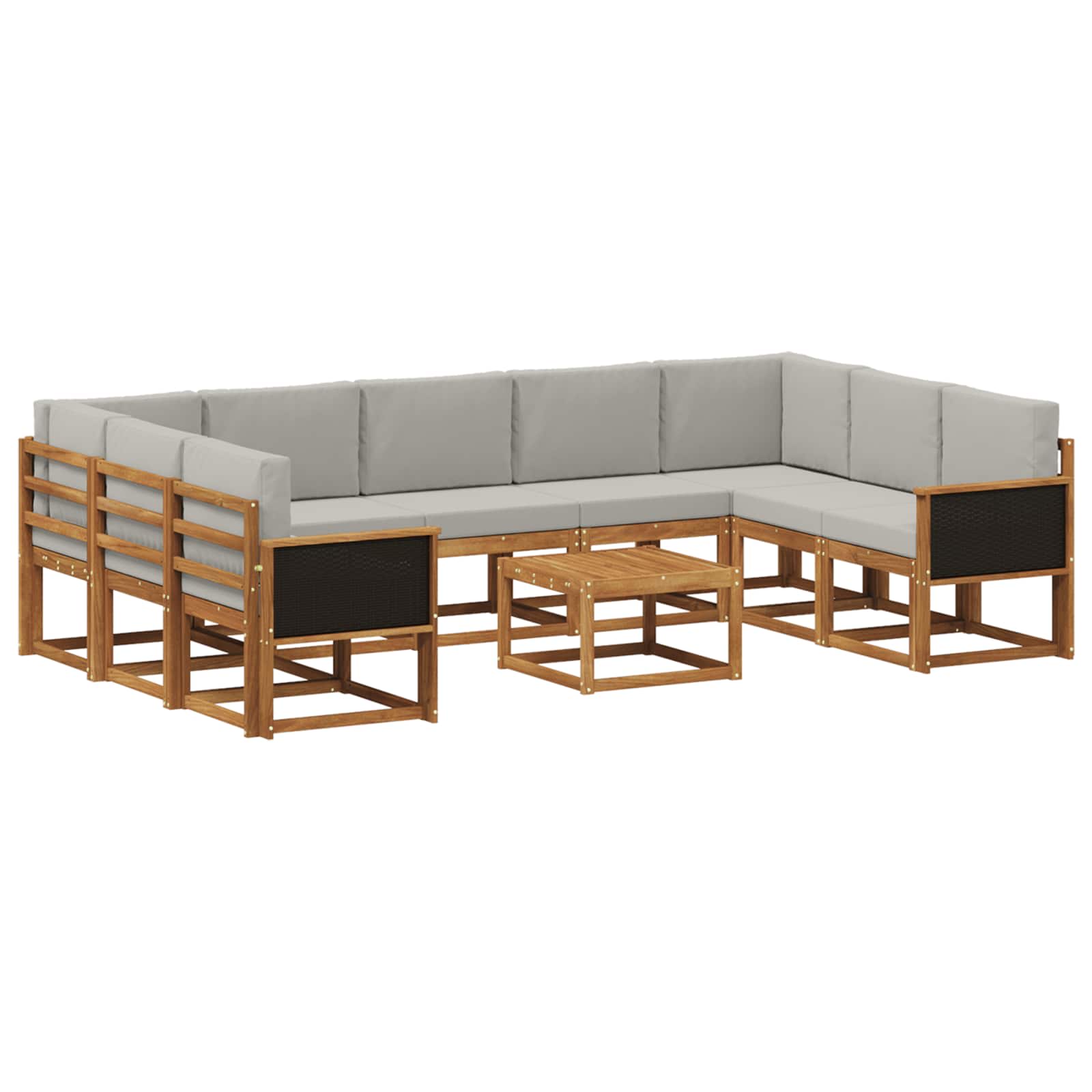 Buiten bankenset met kussen 10 pcs Naturel en lichtgrijs is nu te koop bij PeponiXL, paradijselijk wonen!