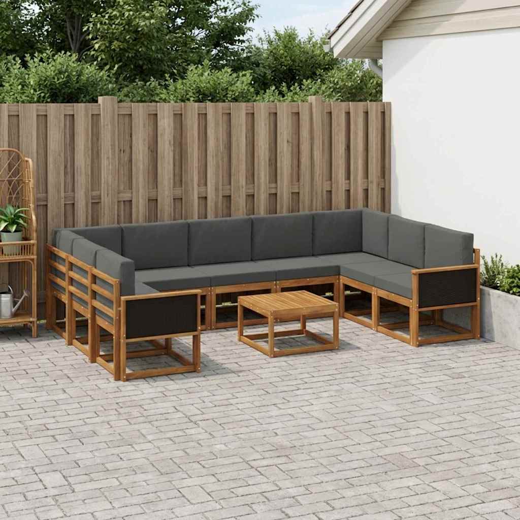 Buiten bankenset met kussen 10 pcs Natuurlijk en Antraciet is nu te koop bij PeponiXL, paradijselijk wonen!