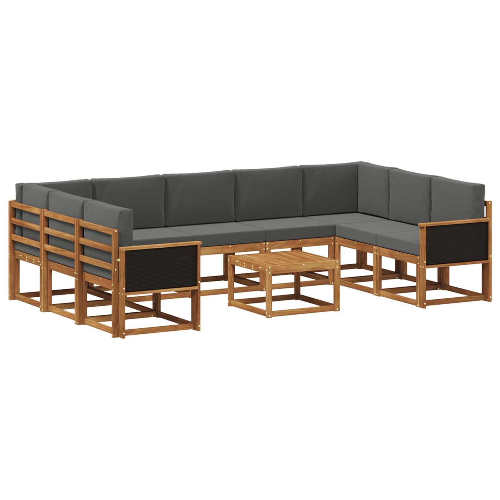 Buiten bankenset met kussen 10 pcs Natuurlijk en Antraciet is nu te koop bij PeponiXL, paradijselijk wonen!