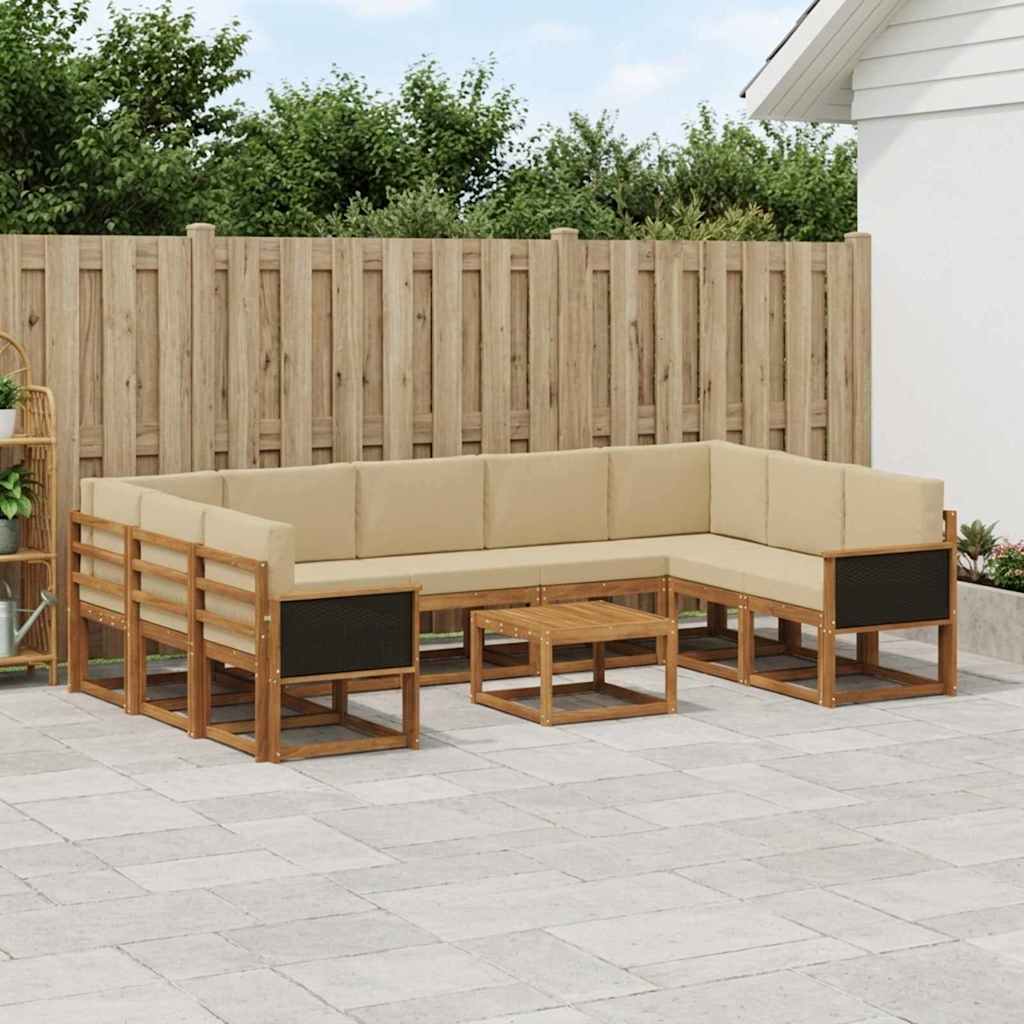 Buiten bankenset 10 pcs Natuurlijk en Beige Massief Acaciahout is nu te koop bij PeponiXL, paradijselijk wonen!