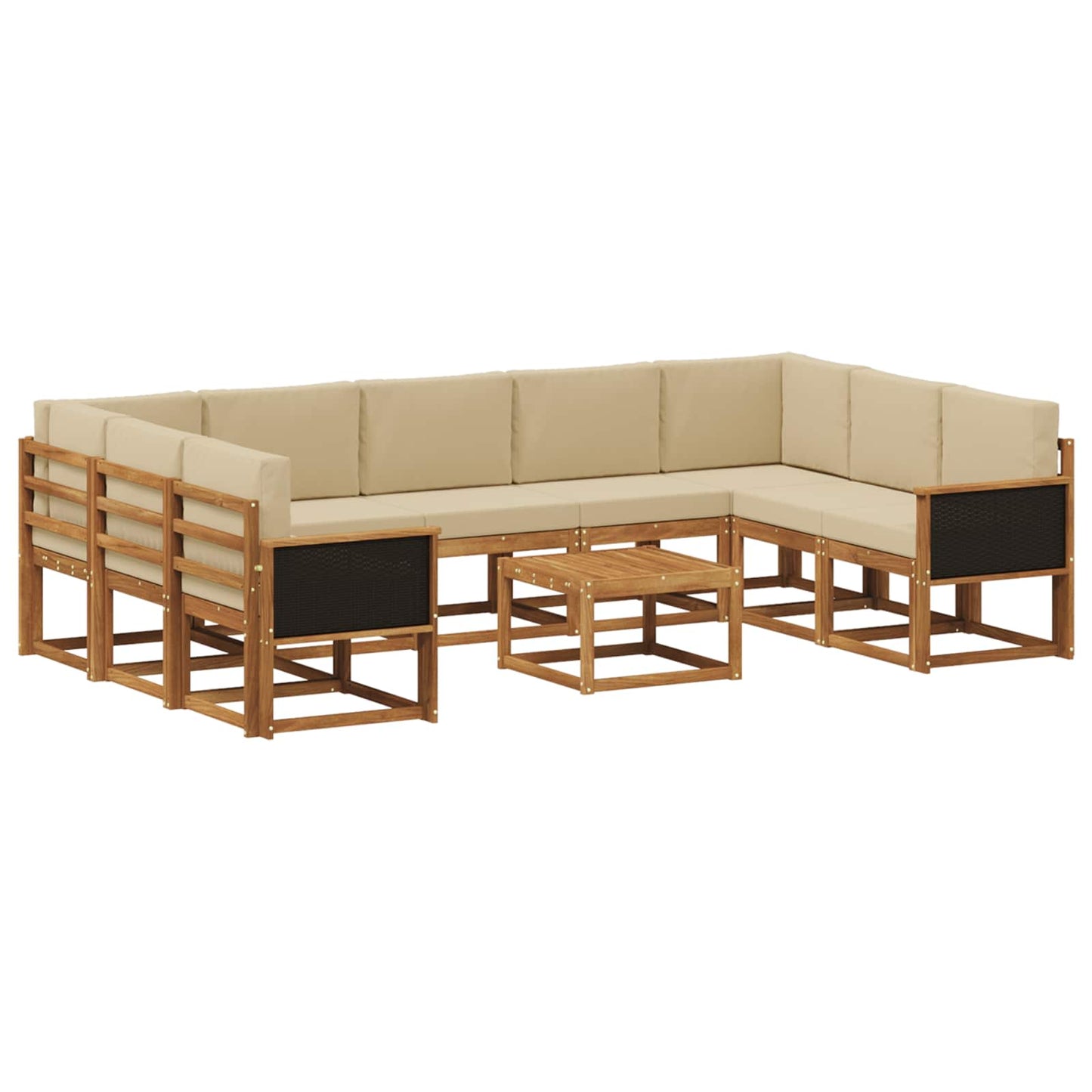 Buiten bankenset 10 pcs Natuurlijk en Beige Massief Acaciahout is nu te koop bij PeponiXL, paradijselijk wonen!