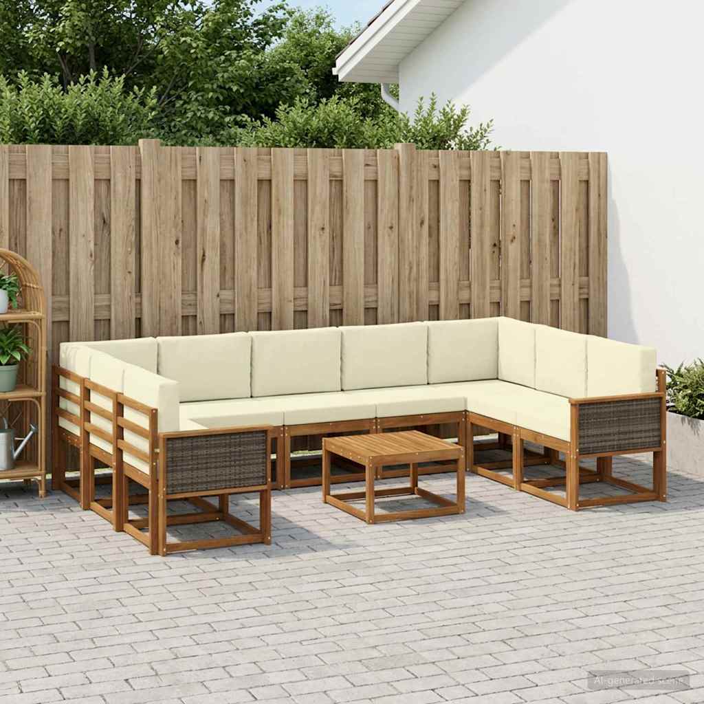 Buiten bankenset 10 pcs Natuurlijk en Crème Massief Acaciahout is nu te koop bij PeponiXL, paradijselijk wonen!