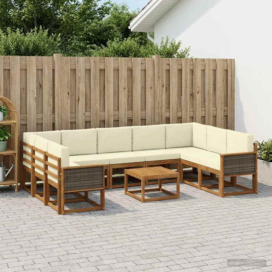 Buiten bankenset 10 pcs Natuurlijk en Crème Massief Acaciahout is nu te koop bij PeponiXL, paradijselijk wonen!