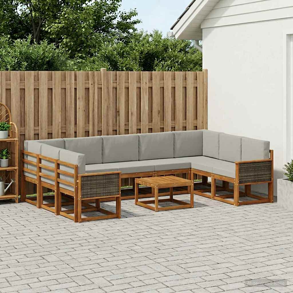 Buiten bankenset met kussen 10 pcs Naturel en lichtgrijs is nu te koop bij PeponiXL, paradijselijk wonen!