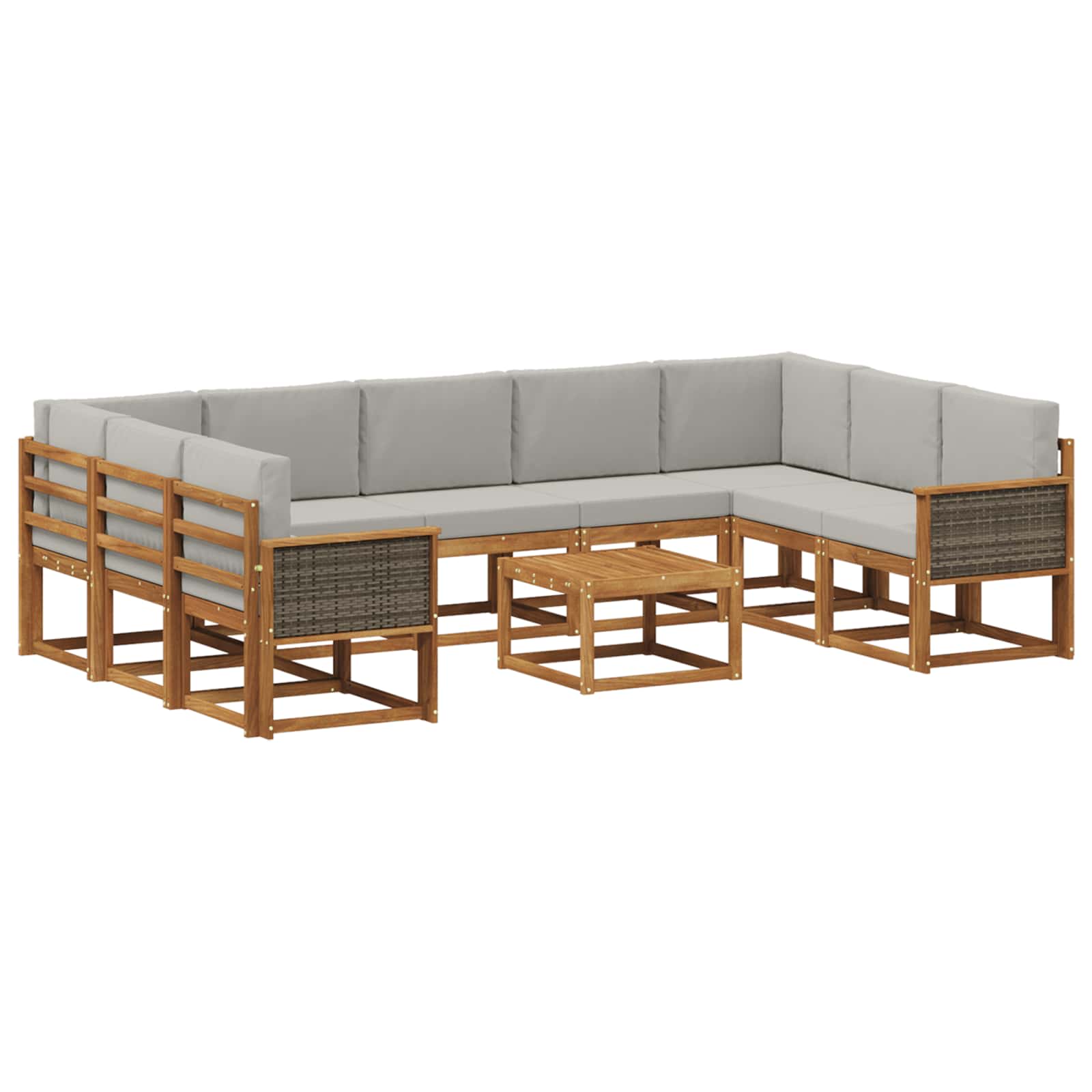 Buiten bankenset met kussen 10 pcs Naturel en lichtgrijs is nu te koop bij PeponiXL, paradijselijk wonen!