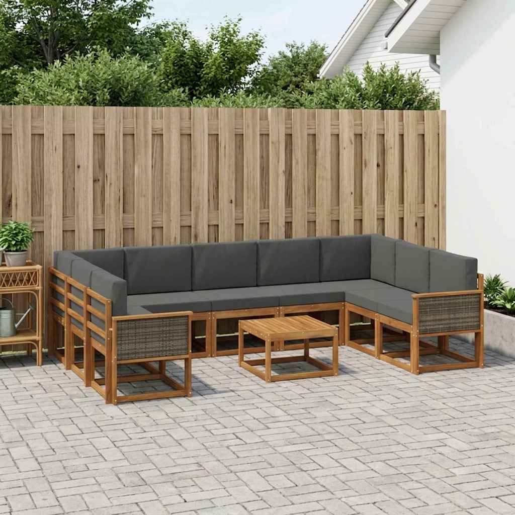 Buiten bankenset met kussen 10 pcs Natuurlijk en Antraciet is nu te koop bij PeponiXL, paradijselijk wonen!