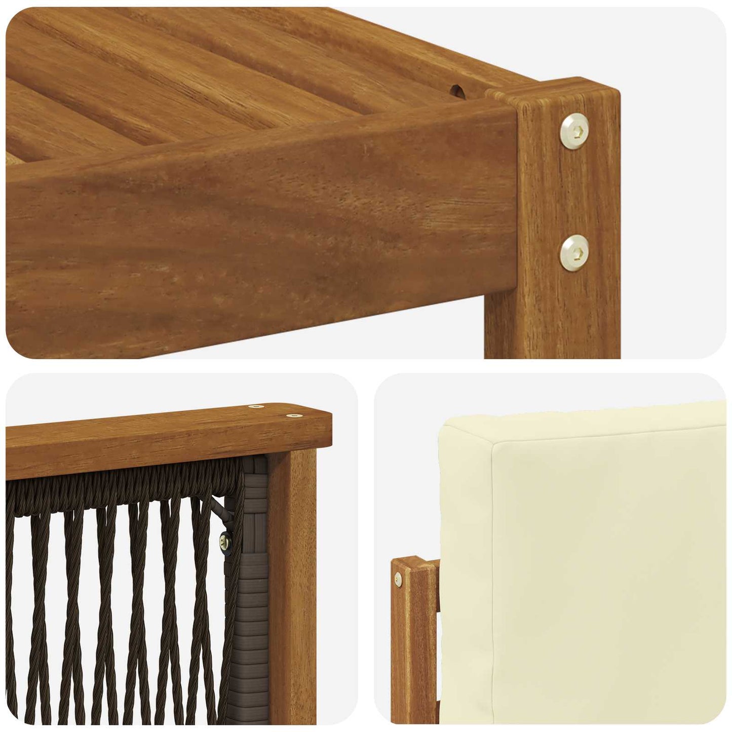 Buiten bankenset 10 pcs Natuurlijk en Crème Massief Acaciahout is nu te koop bij PeponiXL, paradijselijk wonen!