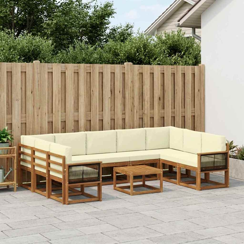 Buiten bankenset 10 pcs Natuurlijk en Crème Massief Acaciahout is nu te koop bij PeponiXL, paradijselijk wonen!