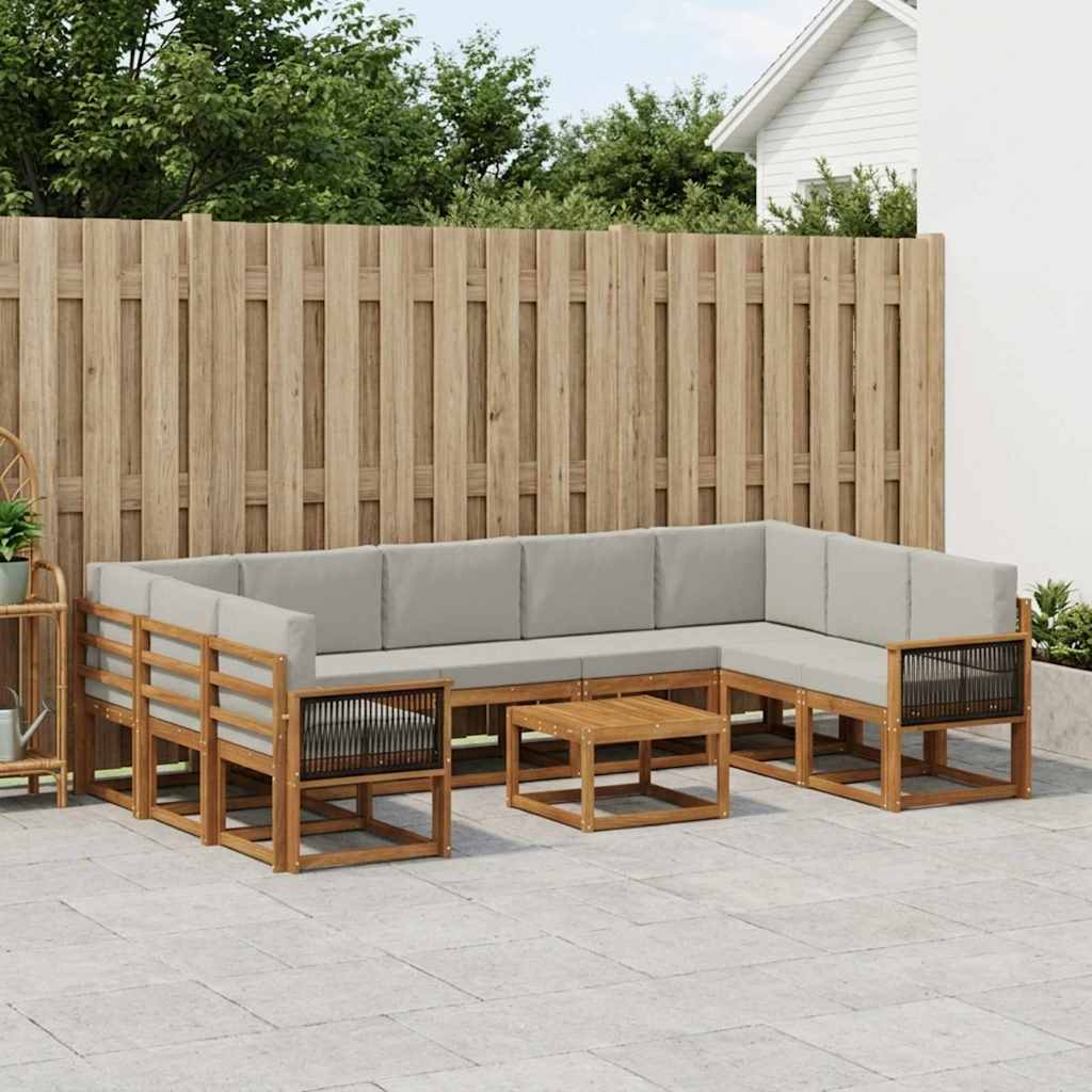 Buiten bankenset met kussen 10 pcs Naturel en lichtgrijs is nu te koop bij PeponiXL, paradijselijk wonen!