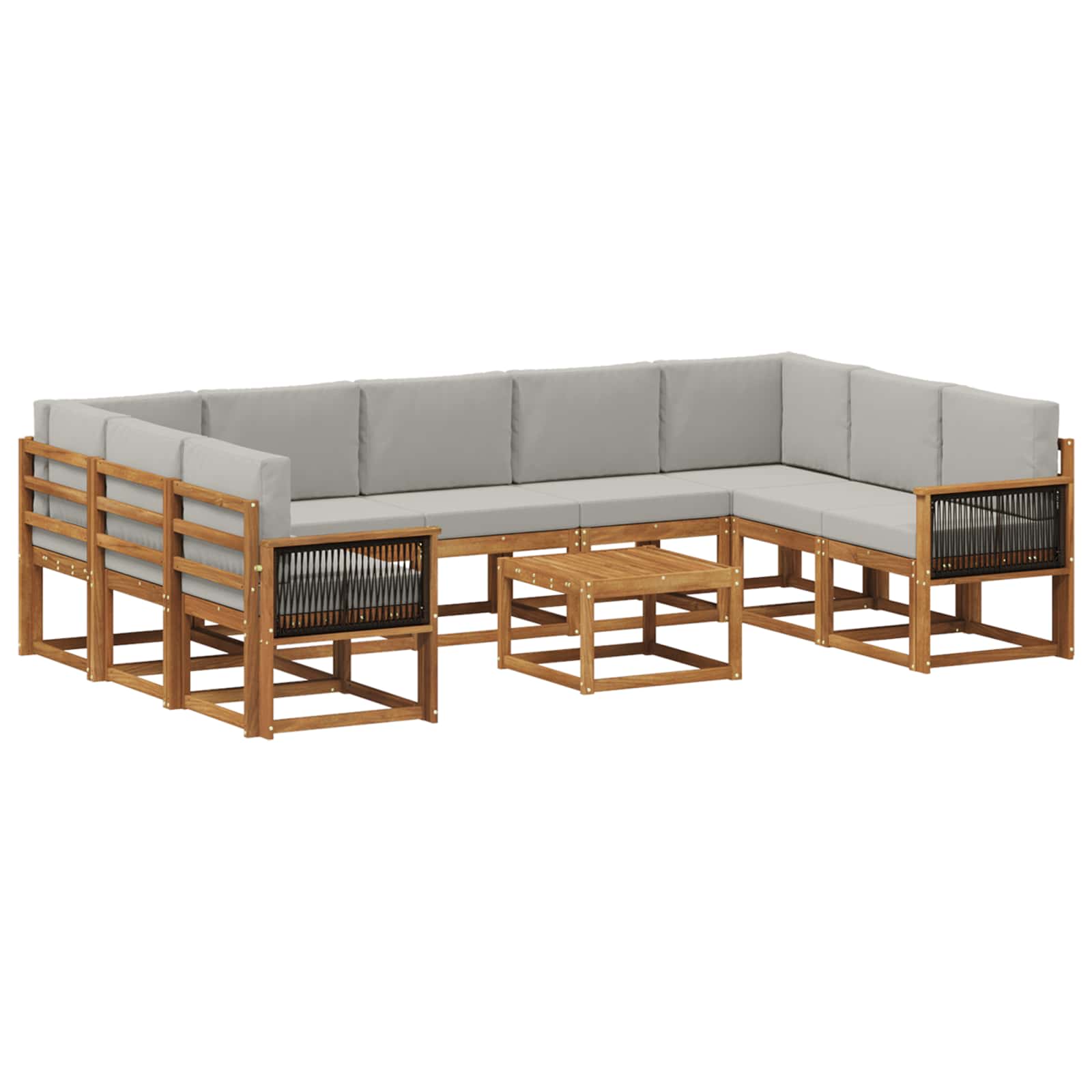 Buiten bankenset met kussen 10 pcs Naturel en lichtgrijs is nu te koop bij PeponiXL, paradijselijk wonen!