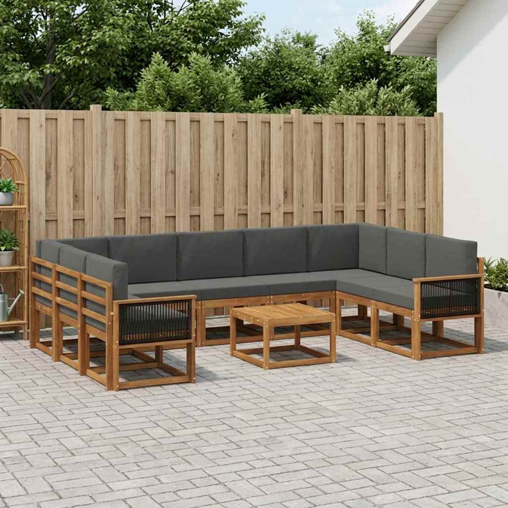 Buiten bankenset met kussen 10 pcs Natuurlijk en Antraciet is nu te koop bij PeponiXL, paradijselijk wonen!