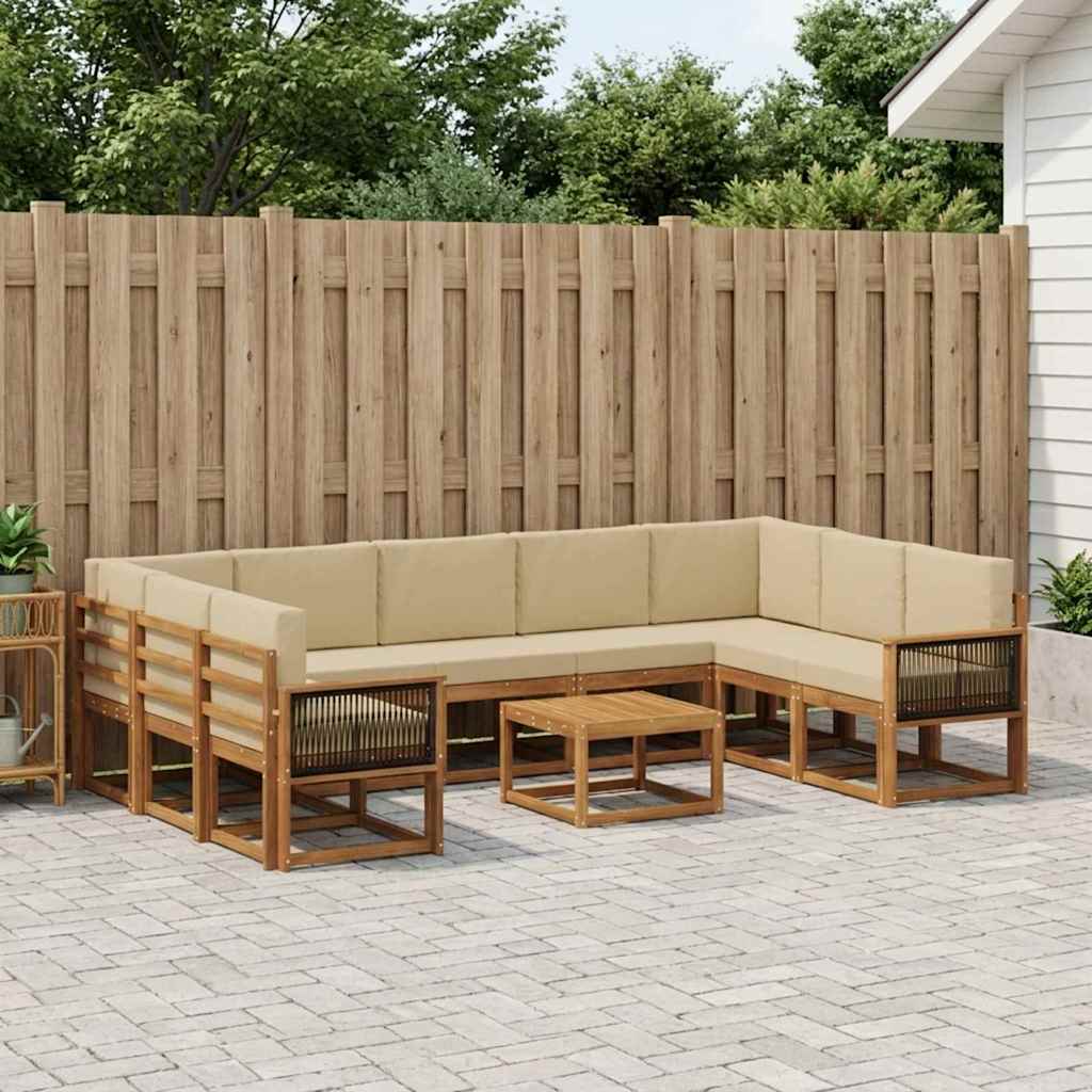 Buiten bankenset 10 pcs Natuurlijk en Beige Massief Acaciahout is nu te koop bij PeponiXL, paradijselijk wonen!