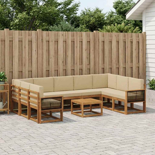 Buiten bankenset 10 pcs Natuurlijk en Beige Massief Acaciahout is nu te koop bij PeponiXL, paradijselijk wonen!