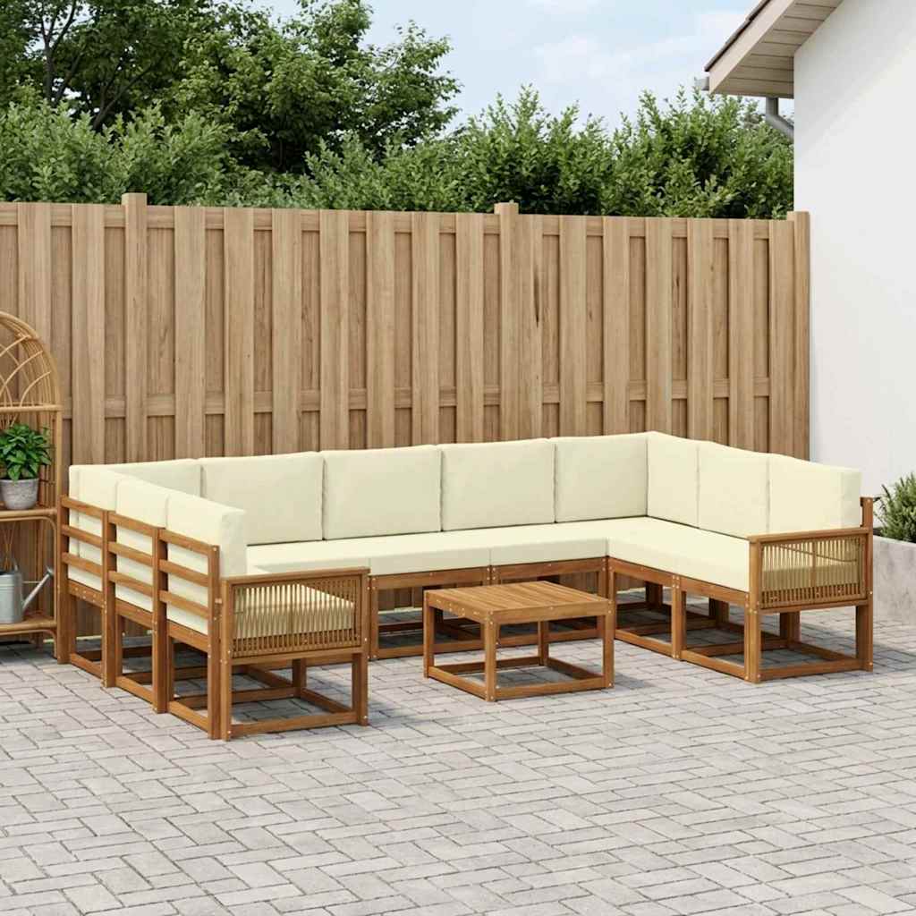 Buiten bankenset 10 pcs Natuurlijk en Crème Massief Acaciahout is nu te koop bij PeponiXL, paradijselijk wonen!