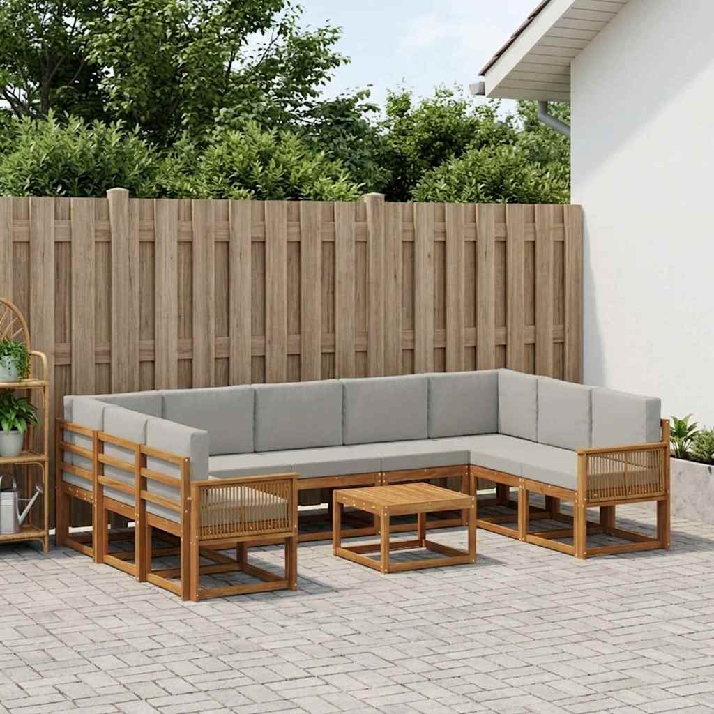 Buiten bankenset met kussen 10 pcs Naturel en lichtgrijs is nu te koop bij PeponiXL, paradijselijk wonen!