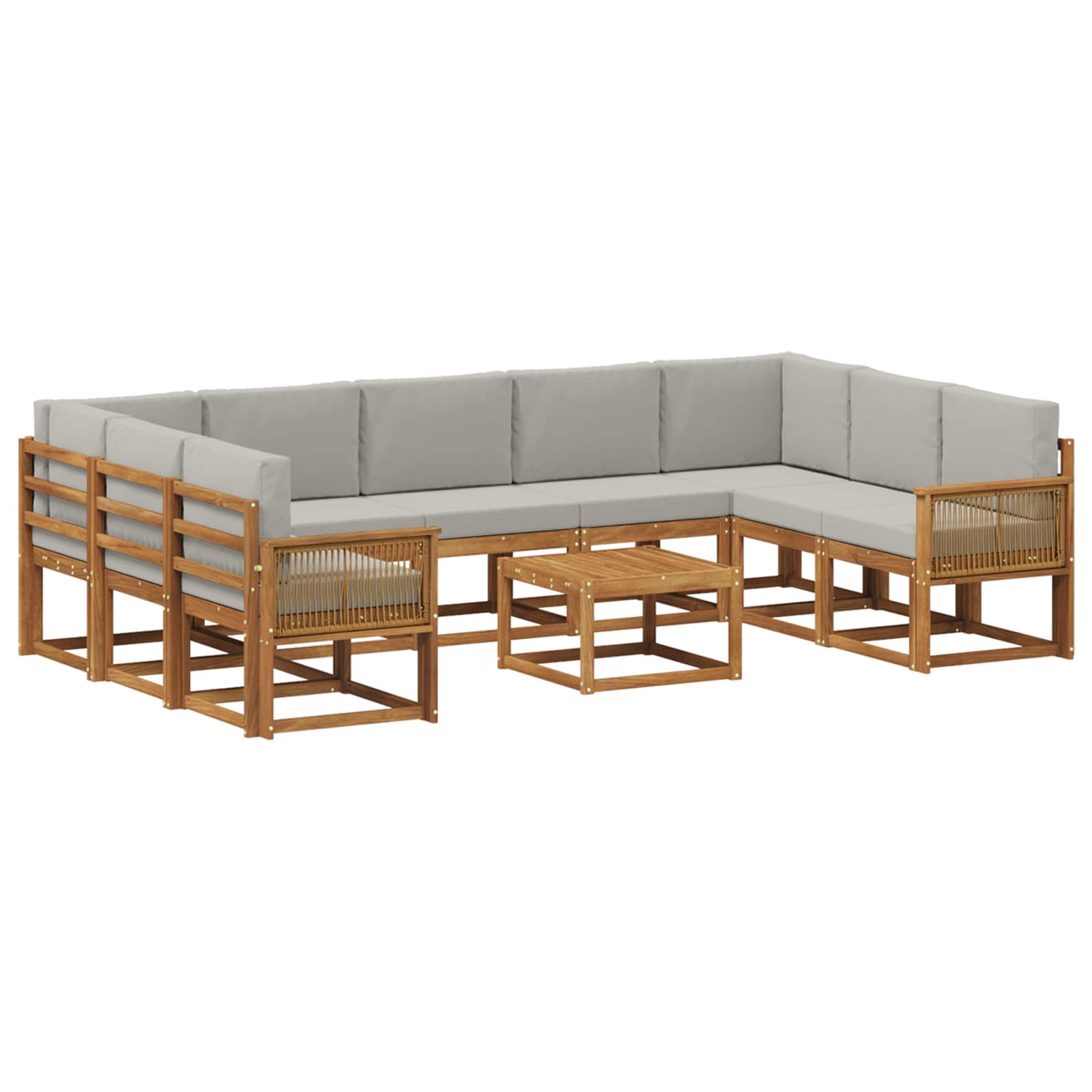 Buiten bankenset met kussen 10 pcs Naturel en lichtgrijs is nu te koop bij PeponiXL, paradijselijk wonen!