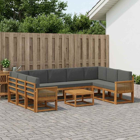 Buiten bankenset met kussen 10 pcs Natuurlijk en Antraciet is nu te koop bij PeponiXL, paradijselijk wonen!
