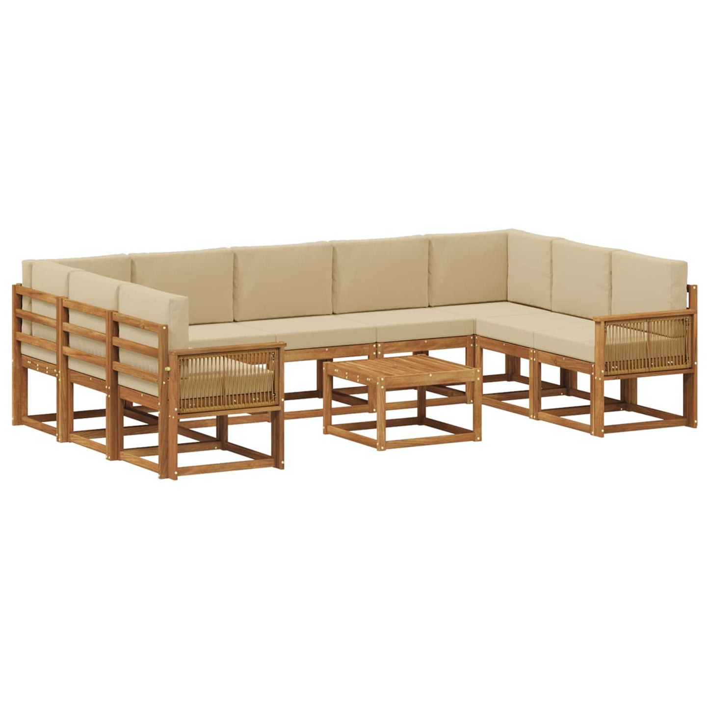 Buiten bankenset 10 pcs Natuurlijk en Beige Massief Acaciahout is nu te koop bij PeponiXL, paradijselijk wonen!