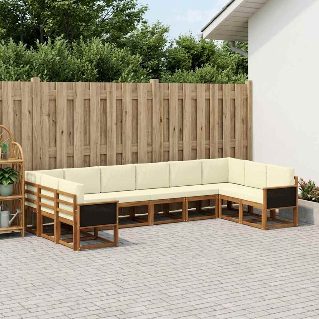 Buiten bankenset 10 pcs Natuurlijk en Crème Massief Acaciahout is nu te koop bij PeponiXL, paradijselijk wonen!