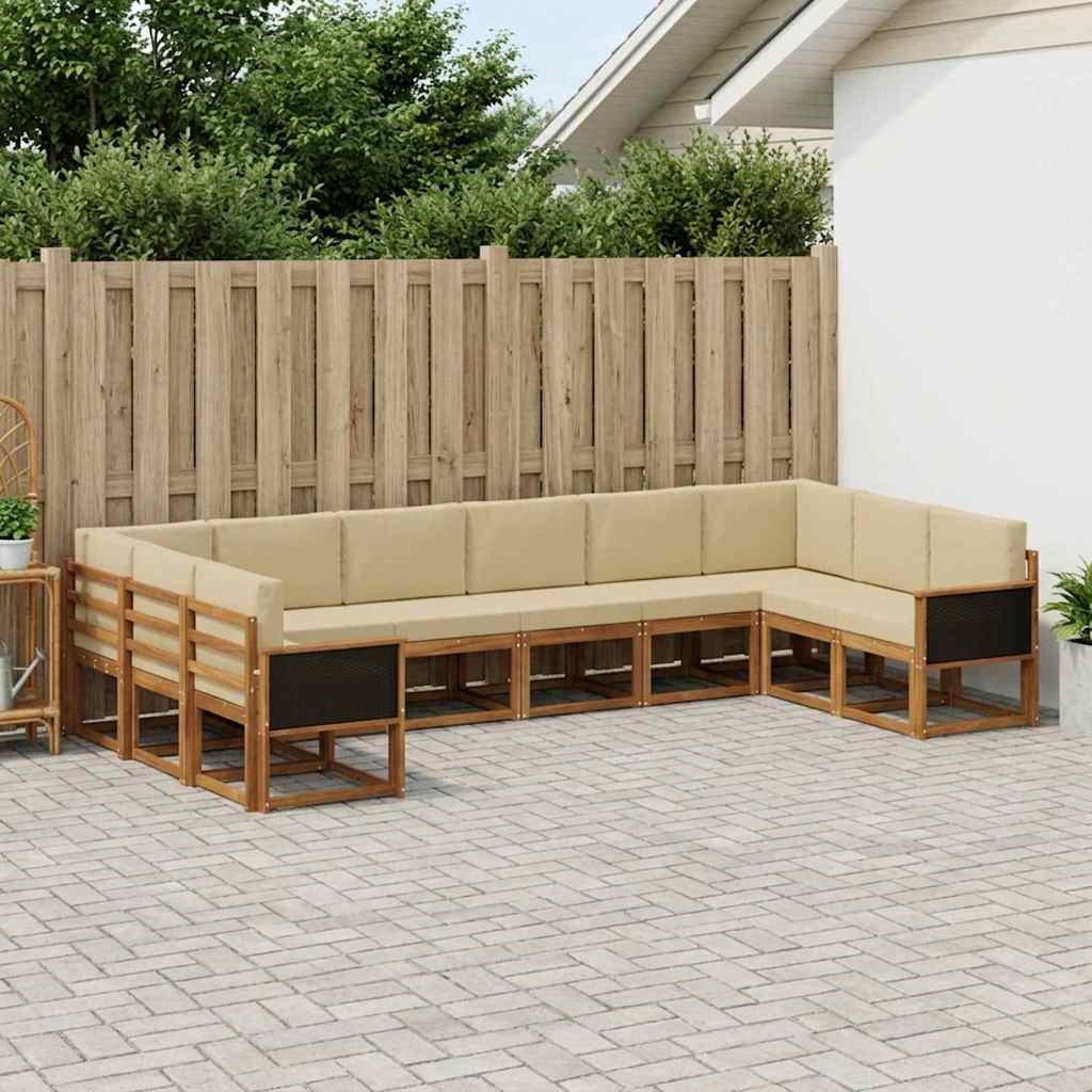 Buiten bankenset 10 pcs Natuurlijk en Beige Massief Acaciahout is nu te koop bij PeponiXL, paradijselijk wonen!