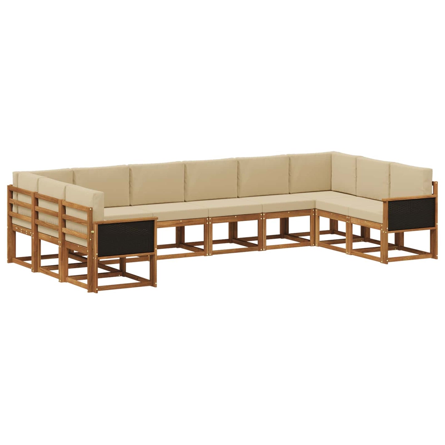 Buiten bankenset 10 pcs Natuurlijk en Beige Massief Acaciahout is nu te koop bij PeponiXL, paradijselijk wonen!