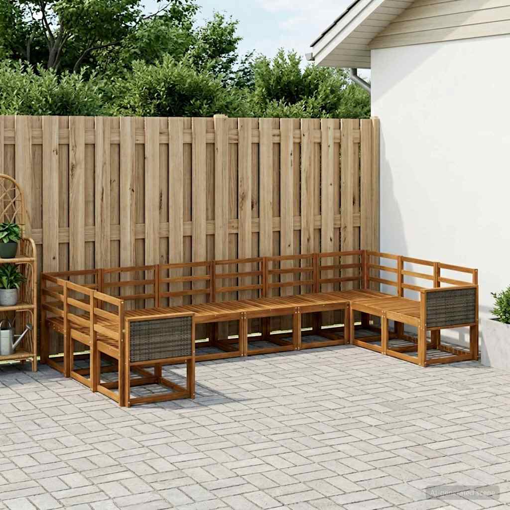 Buiten bankenset 10 pcs Naturel Massief Acaciahout is nu te koop bij PeponiXL, paradijselijk wonen!