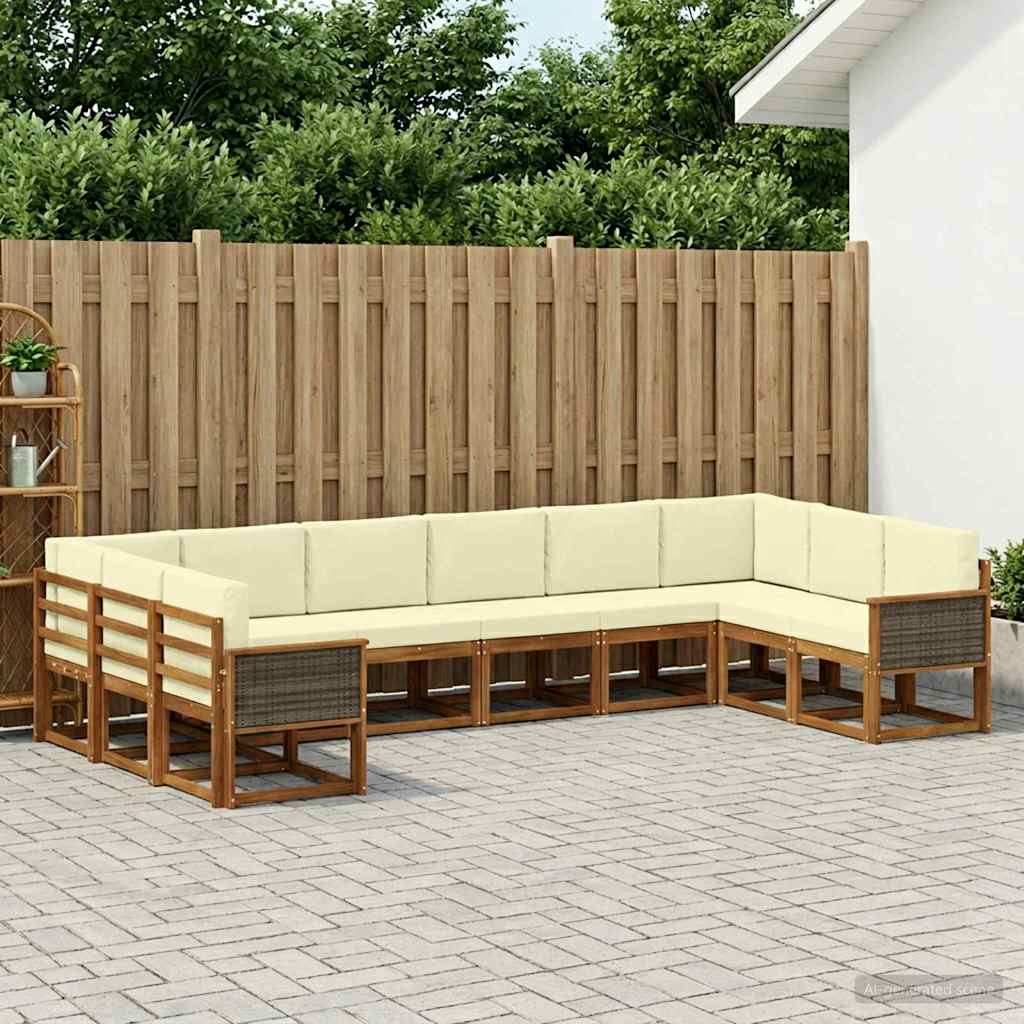 Buiten bankenset 10 pcs Natuurlijk en Crème Massief Acaciahout is nu te koop bij PeponiXL, paradijselijk wonen!