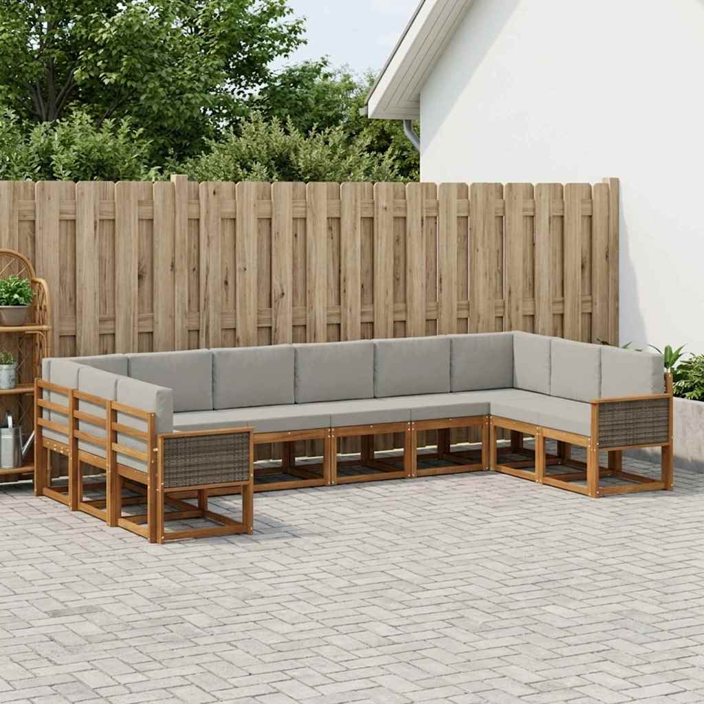 Buiten bankenset met kussen 10 pcs Naturel en lichtgrijs is nu te koop bij PeponiXL, paradijselijk wonen!