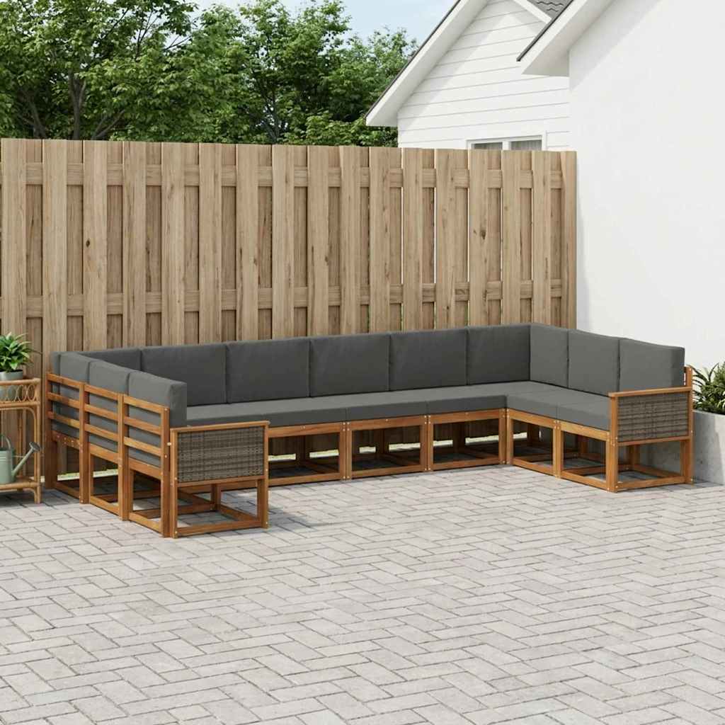 Buiten bankenset met kussen 10 pcs Natuurlijk en Antraciet is nu te koop bij PeponiXL, paradijselijk wonen!