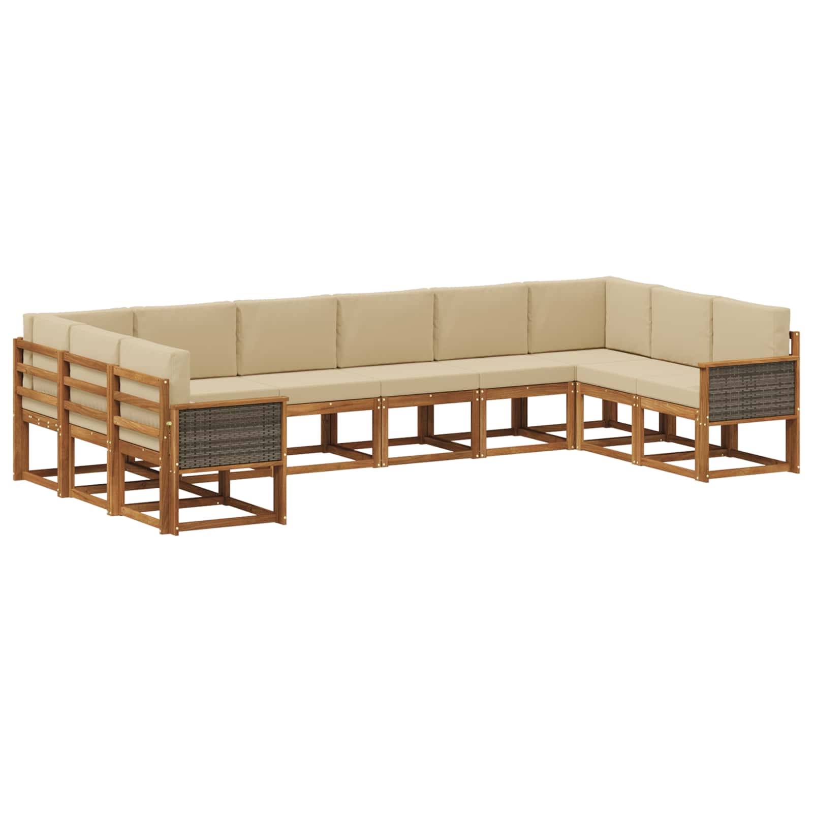Buiten bankenset 10 pcs Natuurlijk en Beige Massief Acaciahout is nu te koop bij PeponiXL, paradijselijk wonen!