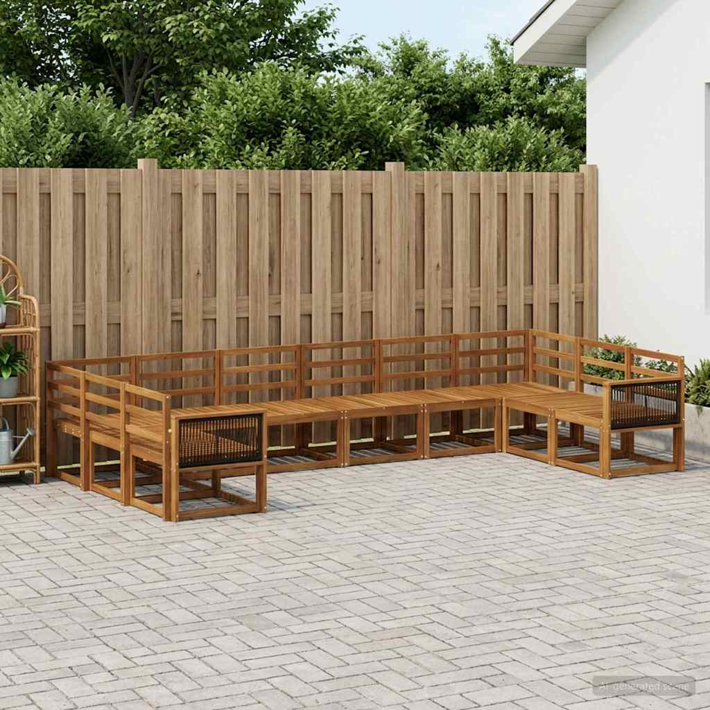 Buiten bankenset 10 pcs Naturel Massief Acaciahout is nu te koop bij PeponiXL, paradijselijk wonen!