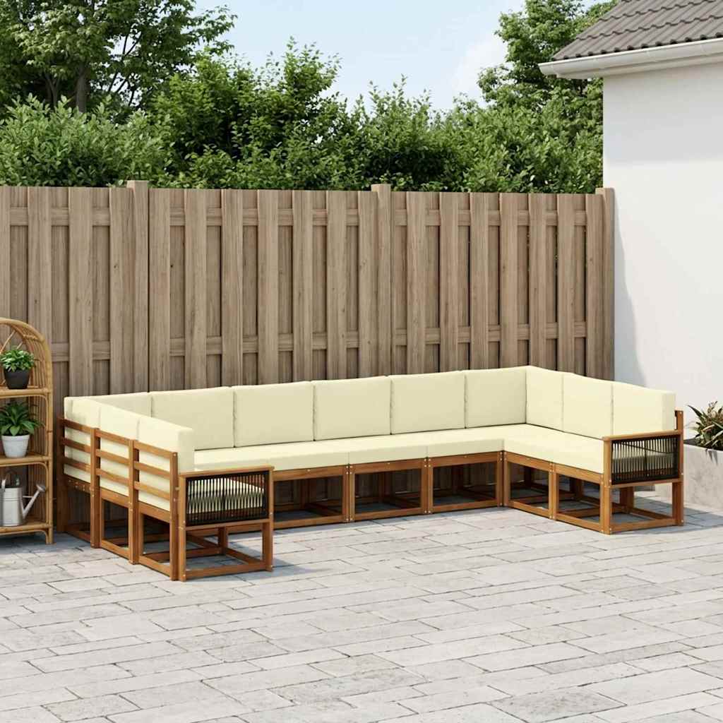 Buiten bankenset 10 pcs Natuurlijk en Crème Massief Acaciahout is nu te koop bij PeponiXL, paradijselijk wonen!